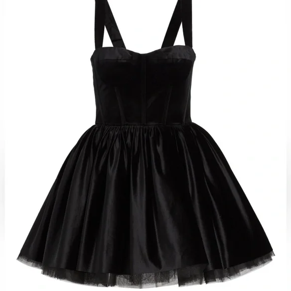 Bronx and Banco Women's Mademoiselle Fit & Flared Velvet Minidress - Black - Size Large Bronx and Banco Women's Mademoiselle Fit & Flared Velvet Minidress - Black - Size Large